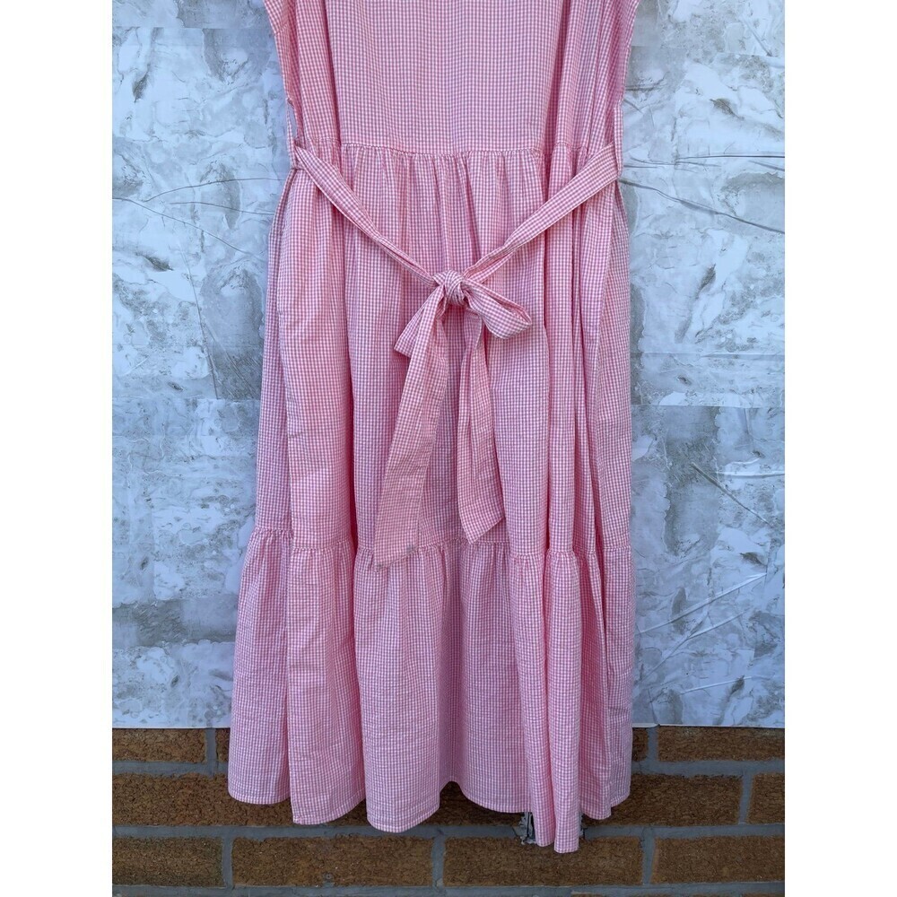 Barbour Azalea Midi Dress Hibiscus Gingham Cotton Seersucker Coastal Preppy 14 - Picture 5 of 12